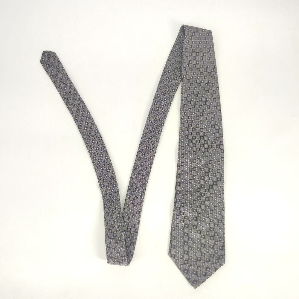 VTG Brooks Brothers Makers Tie Gray Purple Geometric Silk USA 58 4 Old Money